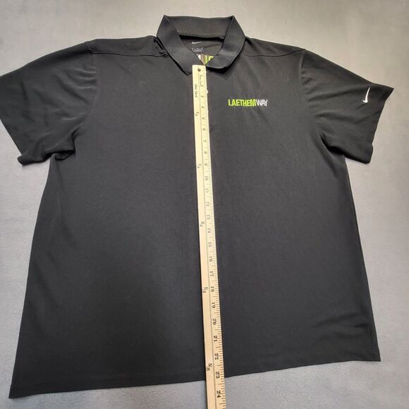 Nike Polo Shirt Mens XL Black Short Sleeve Embroidered Laethem Way - Picture 5 of 10